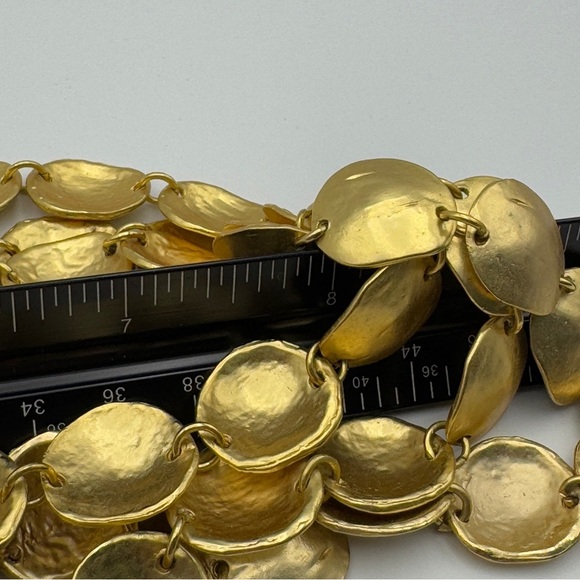 KS Paris Hammered Gold Disc Statement Necklace - Picture 7 of 8